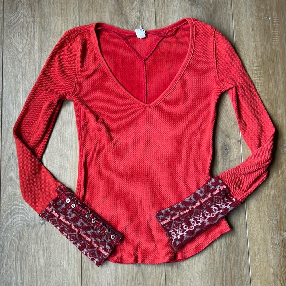 Free people we the free red art school thermal S - Picture 2 of 6